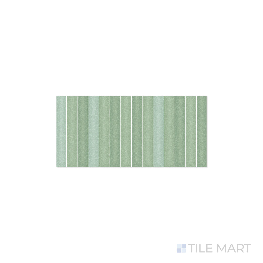 A detailed close-up of Roku Green 4.5x9 matte porcelain tile reveals its deep forest green hue and smooth matte surface, bringing a natural and refreshing element to any space.