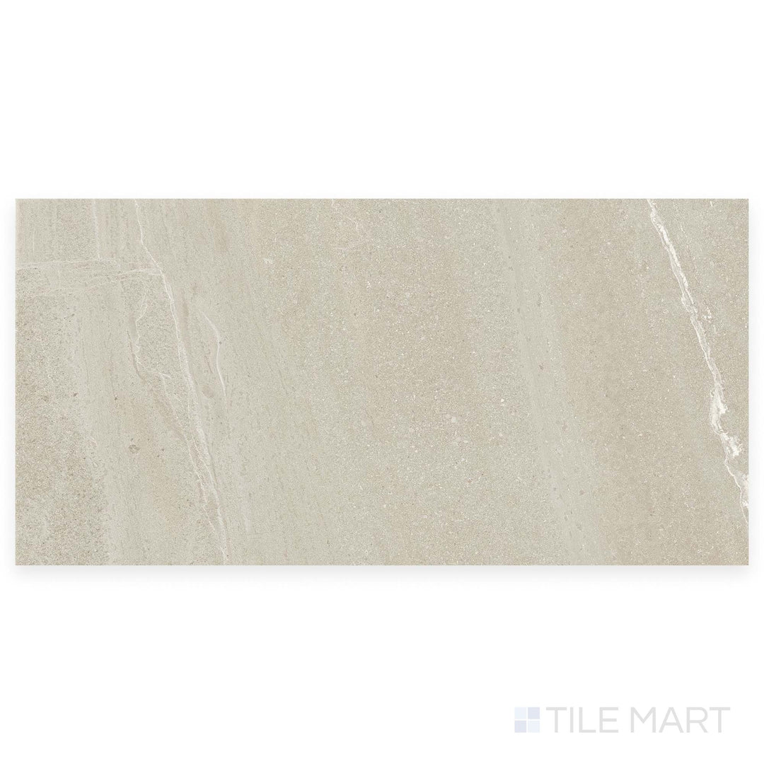 Captured from directly above, the Nordic Silver 24x48 grip porcelain tile displays its cool gray palette with slip-resistant texture and linear stone detailing.