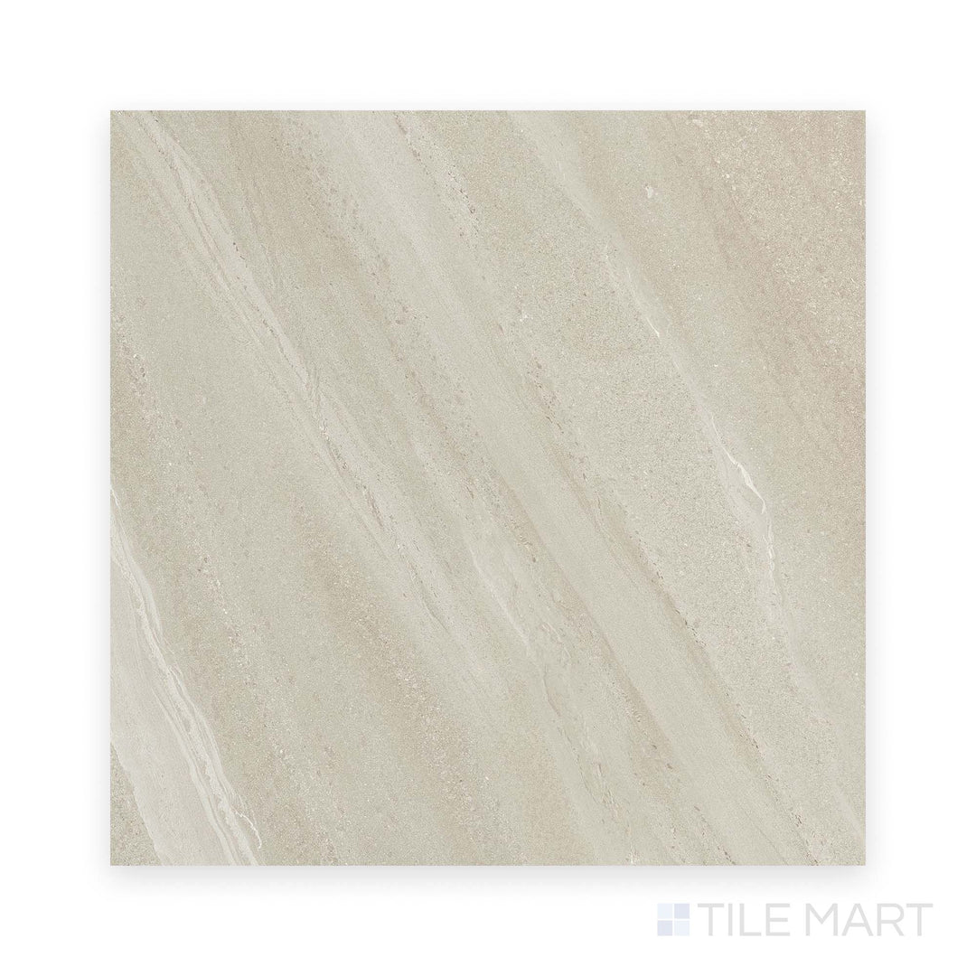 Viewed from overhead, the Nordic Silver 48x48 natural porcelain tile features soft silver veining and a refined stone appearance across the full tile.
