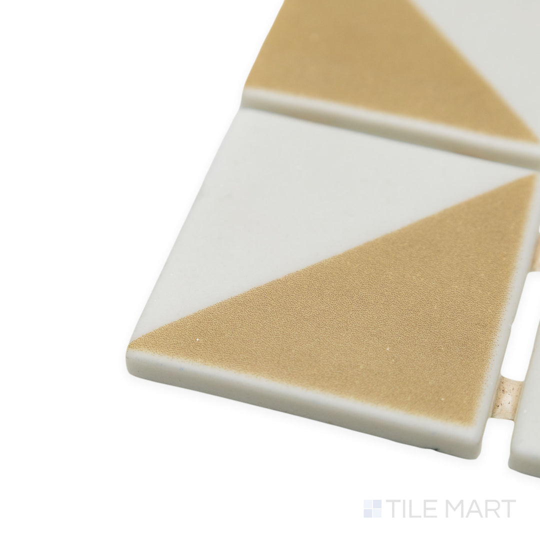 Side-angle perspective of Onix Glass Icon Vanilla 2" square Origami matte mosaic, featuring a soft creamy tone, refined texture, and structured edges meeting at a sharp angle.