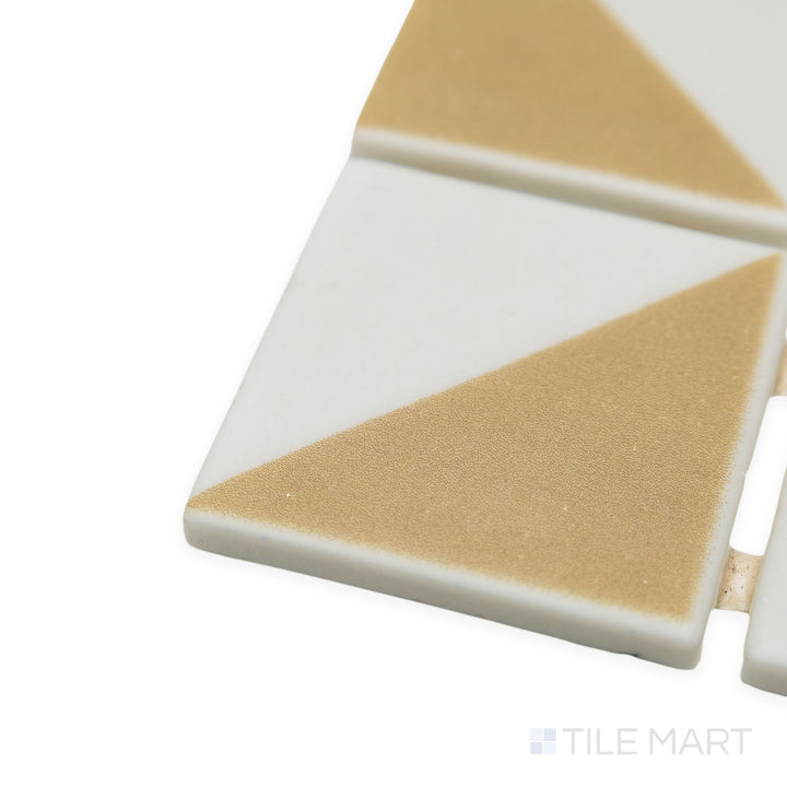 Side-angle perspective of Onix Glass Icon Vanilla 2" square Origami matte mosaic, featuring a soft creamy tone, refined texture, and structured edges meeting at a sharp angle.