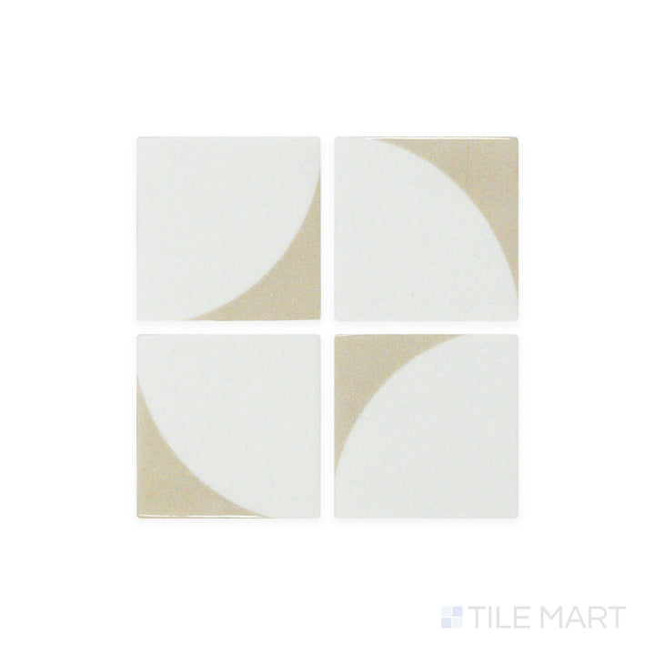 A close-up perspective of Onix Glass - Icon Beige 2" Square Memphis Matte Mosaic tile emphasizes its neutral beige tone and matte surface, perfect for minimalist interiors.