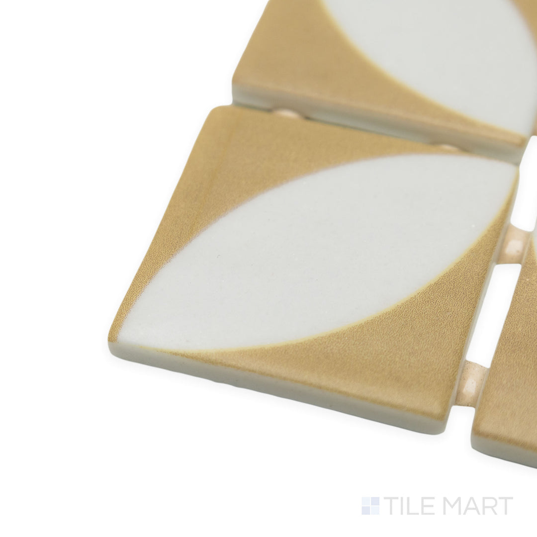 Corner-focused image of Onix Glass Icon Vanilla 2" square Azalea matte mosaic, capturing its soft neutral tone, matte surface, and crisp edges meeting at a seamless angle.