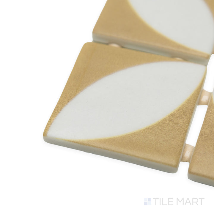 Corner-focused image of Onix Glass Icon Vanilla 2" square Azalea matte mosaic, capturing its soft neutral tone, matte surface, and crisp edges meeting at a seamless angle.