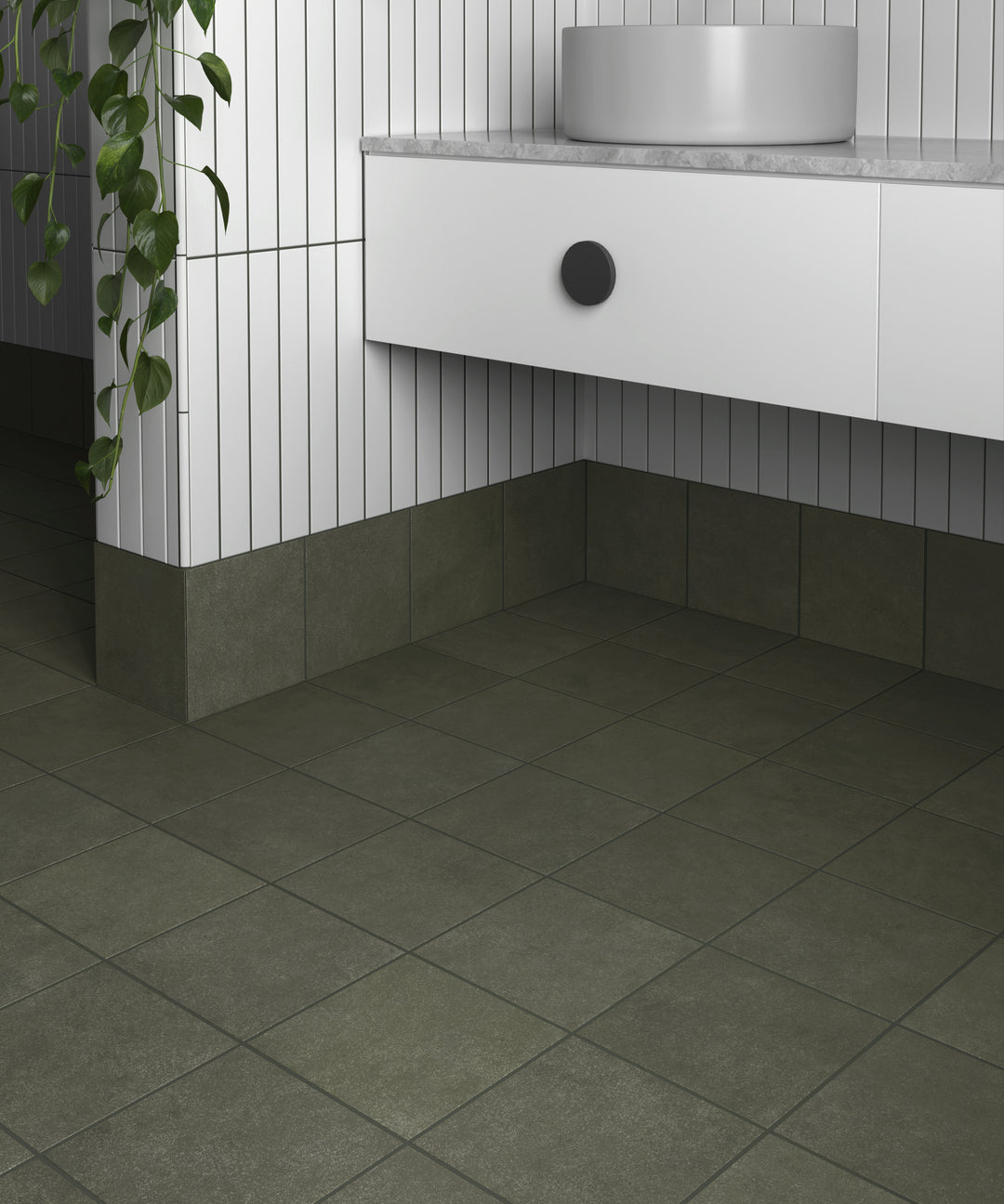 A fresh and earthy tone inspired by nature, complemented by Stage Forest 4X4 Matte Porcelain.