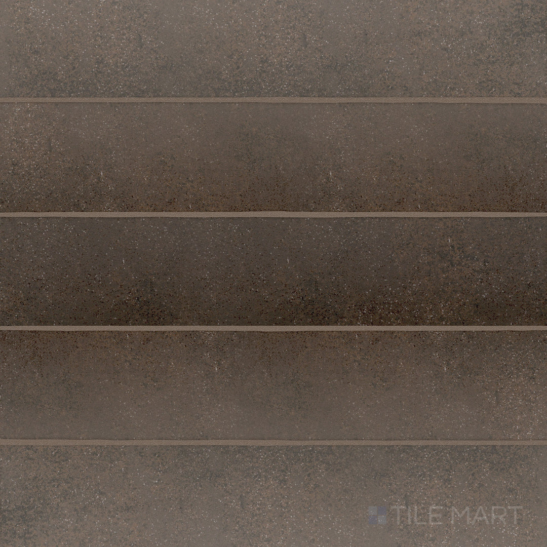 Top-view shot of Stage Brown 2.5x12 matte porcelain tile, offering a rich brown hue with a matte finish for a warm and earthy ambiance.