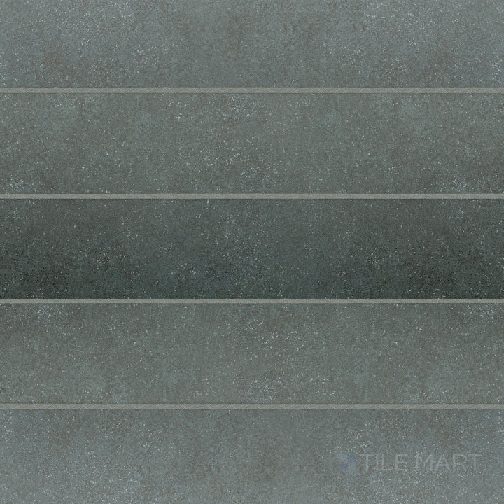 Overhead image of Stage Denim 2.5x12 matte porcelain tile, showcasing a deep blue shade with a smooth matte texture for a contemporary style.