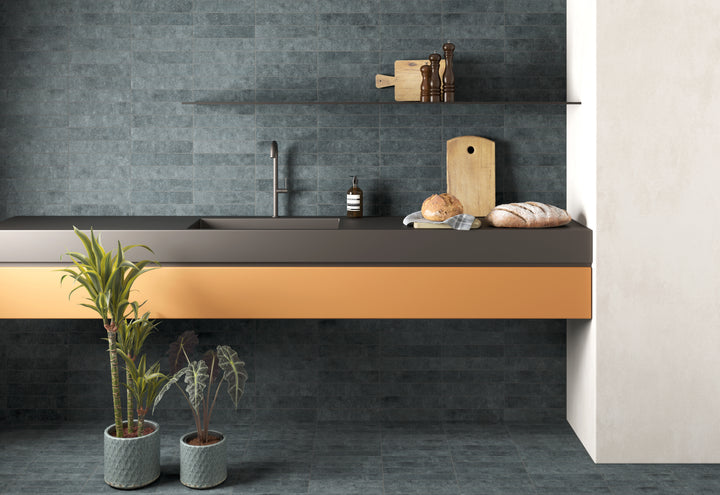 A smooth and subtle hue that blends seamlessly, complemented by Stage Denim 2.5X12 Matte Porcelain.