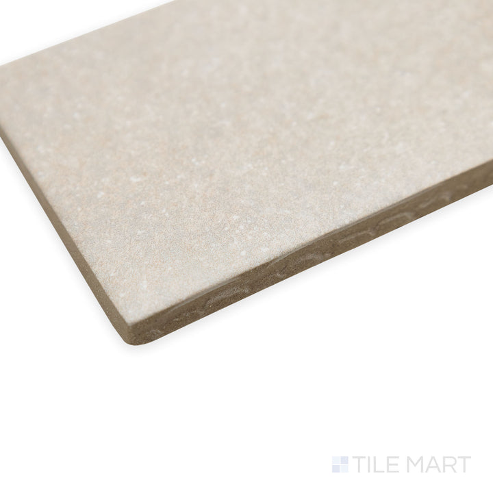 Corner-focused image of Stage Taupe 2.5x12 matte porcelain tile, featuring a balanced taupe tone, elongated format, and a structured edge alignment.