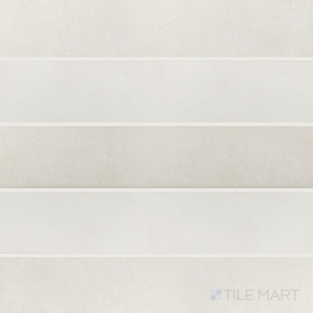 Flat-lay image of Stage White 2.5x12 matte porcelain tile, showcasing a crisp white shade with a refined matte finish for a clean, timeless look.