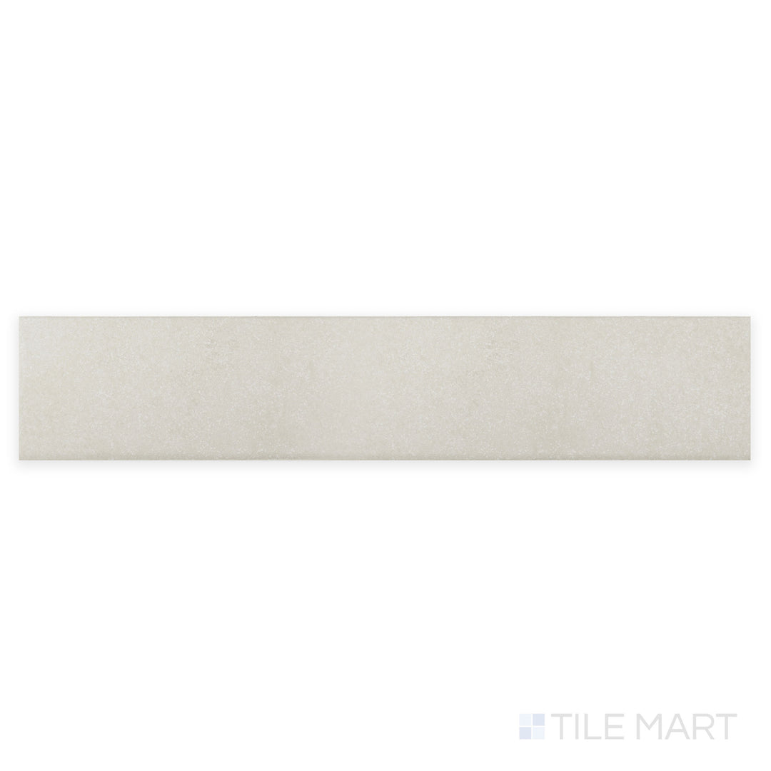 A macro shot of Stage White 2.5X12 matte porcelain tile highlights its crisp white surface with a fine matte finish, providing a clean and timeless aesthetic.