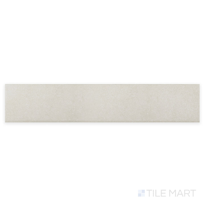 A macro shot of Stage White 2.5X12 matte porcelain tile highlights its crisp white surface with a fine matte finish, providing a clean and timeless aesthetic.