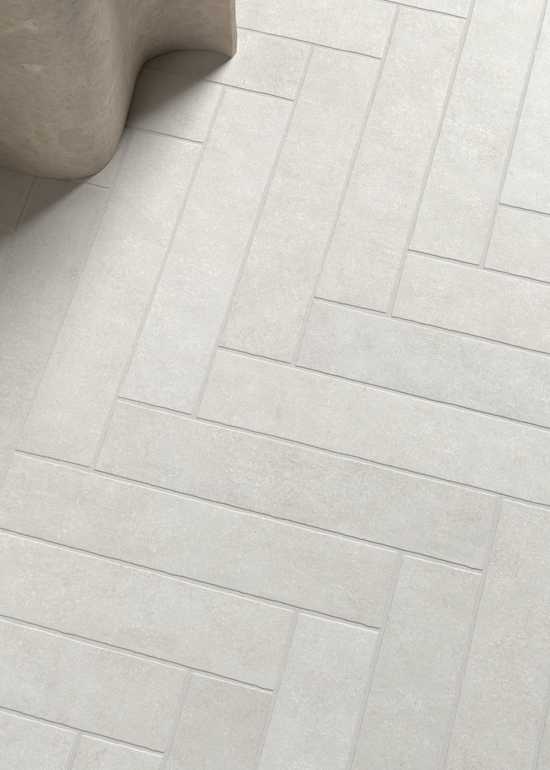 A timeless and clean design featuring Stage White 2.5X12 Matte Porcelain, creating a versatile and airy aesthetic.