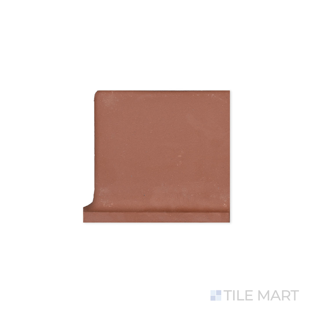 Flat-lay of Quarry + Red 6X6 Matte Ceramic Outside Corner Right, a bold red ceramic tile designed for seamless corner transitions with a matte finish.