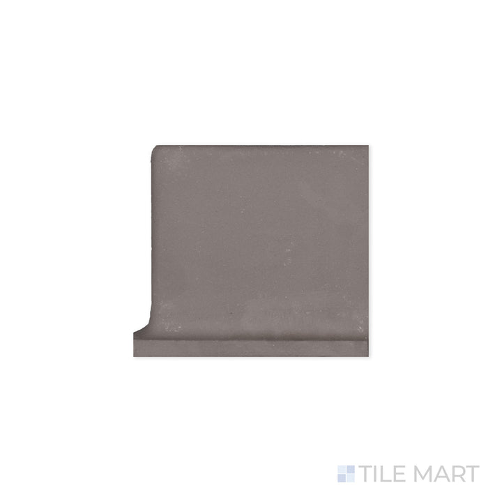 Overhead image of Quarry + Gray 6X6 Matte Ceramic Outside Corner Right, a durable grey ceramic tile with a matte texture, perfect for exterior corner detailing.