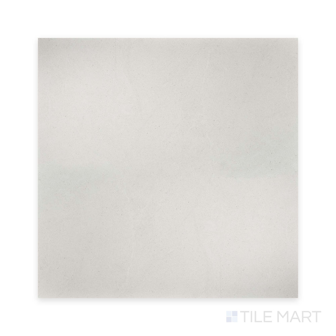 Top-down view of Lime Evolution Ice 48x48 matte ceramic tile, showing a cool-toned stone-look surface with soft texture and a clean matte finish.