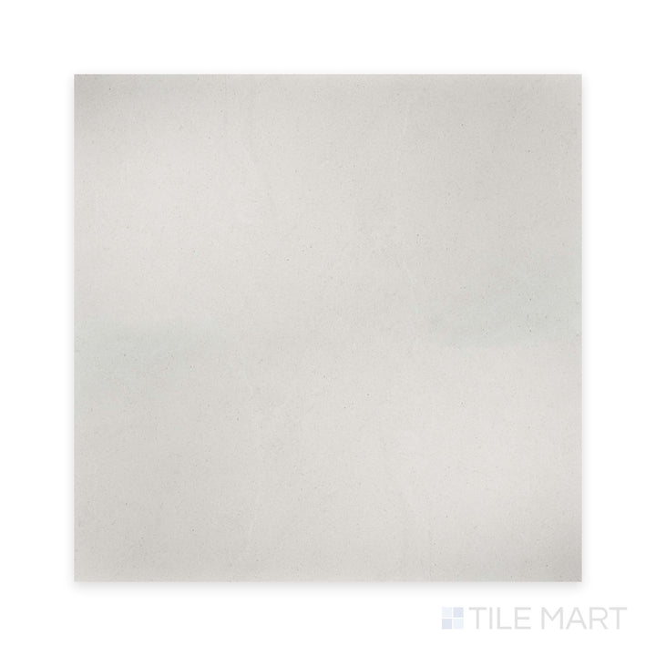 Top-down view of Lime Evolution Ice 48x48 matte ceramic tile, showing a cool-toned stone-look surface with soft texture and a clean matte finish.