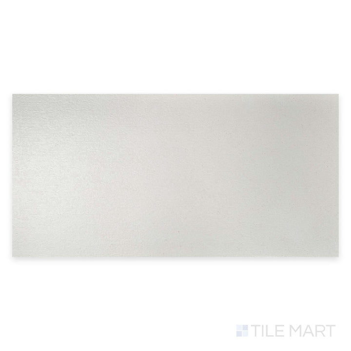 Flat view of Lime Evolution Ice Deco 24x48 matte ceramic tile, showcasing decorative surface patterning in a cool-toned stone finish.