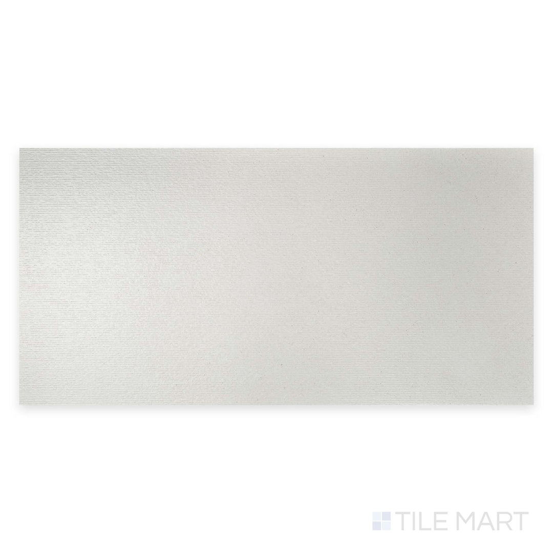 Flat view of Lime Evolution Ice Deco 24x48 matte ceramic tile, showcasing decorative surface patterning in a cool-toned stone finish.