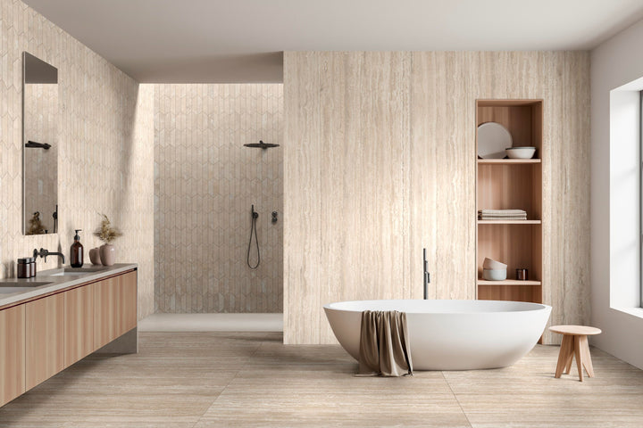 Travertine Veincut Beige 24X48 Matte Porcelain Tile