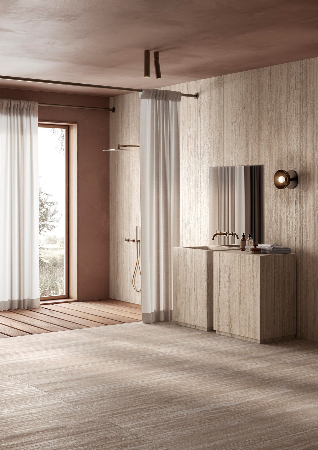 Travertine Veincut Beige 24X48 Matte Porcelain Tile