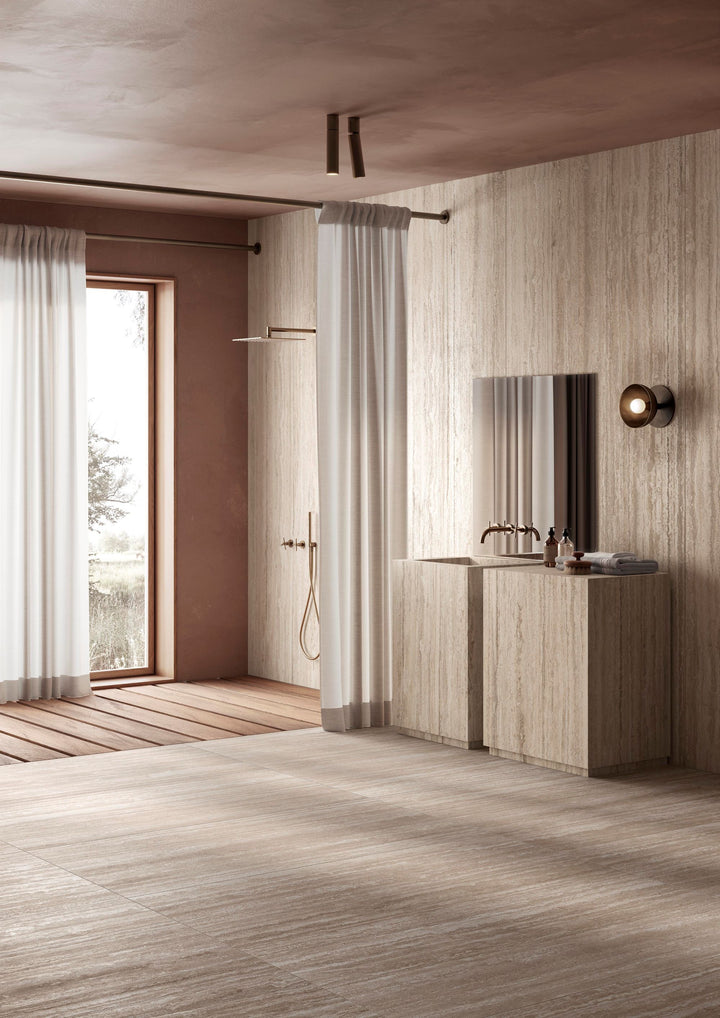 Travertine Veincut Beige 24X48 Matte Porcelain Tile