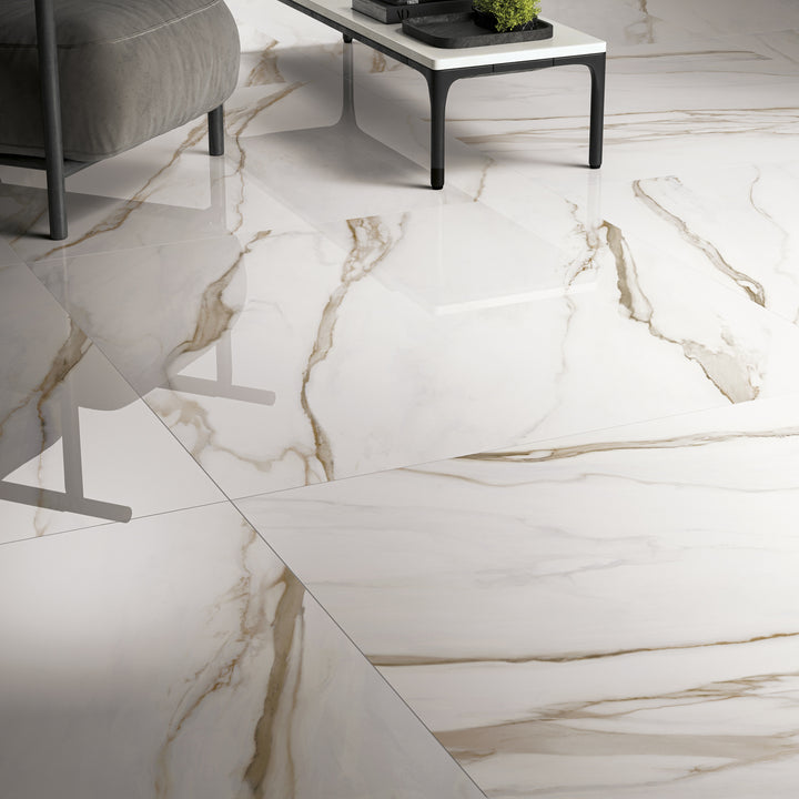 Prestigio Calacatta Oro 48X48 Polished Porcelain Tile