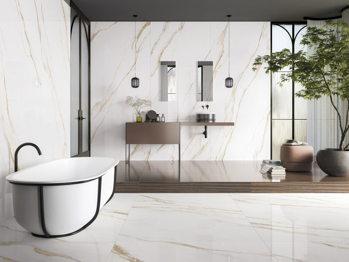 Prestigio Calacatta Oro 24X48 Polished Porcelain Tile