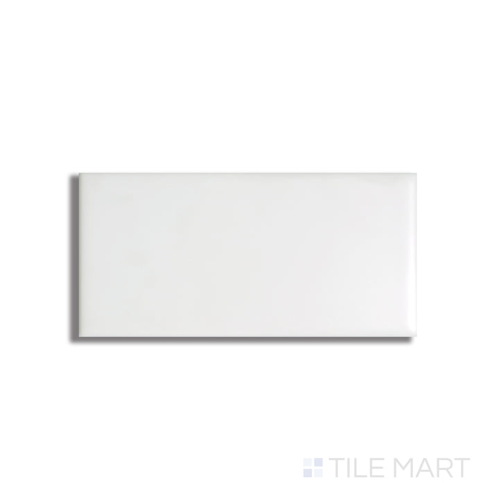 Basics White 3x6 matte ceramic tile shown in top-down view, with a soft white tone and smooth non-reflective finish.