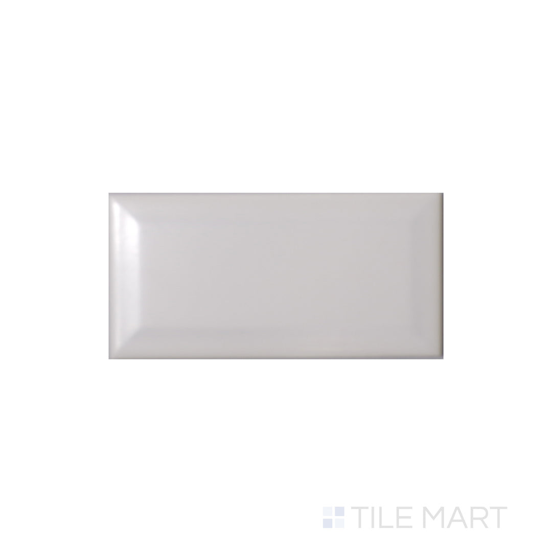 Top-down shot of Basics White 3x6 beveled matte ceramic tile, highlighting subtle edge elevation and a muted matte surface.