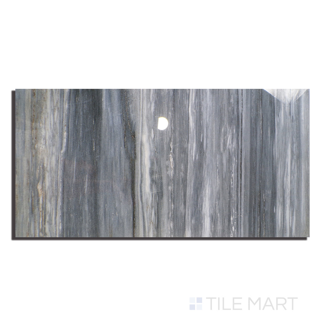 Flat layout of Exotic Stone Nawan Kendo Blue 24x48 polished porcelain tile, featuring dramatic blue veining and a glossy finish.