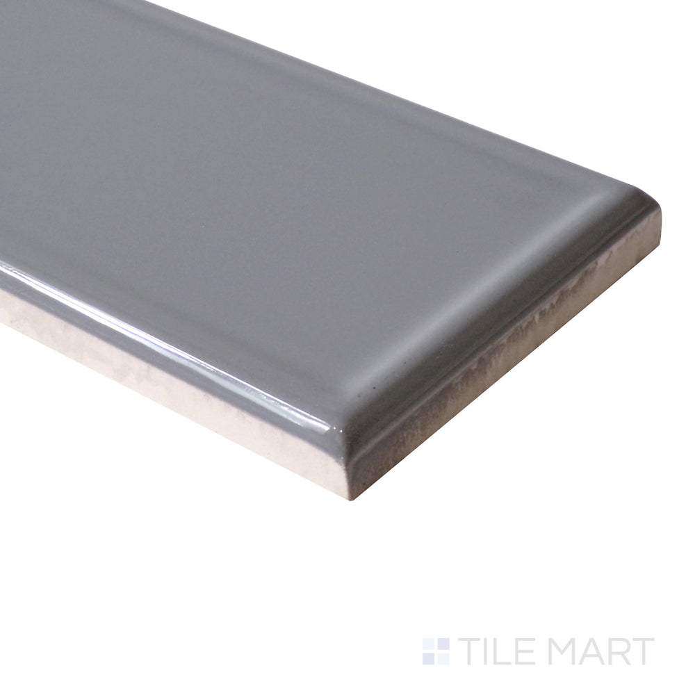 Corner detail reveals Roxy Hematite's rich tone and radiant glossy finish.