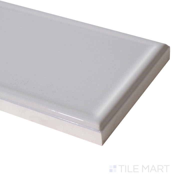 Roxy Moonstone tile shines with a sleek finish and smooth texture from a side corner angle.