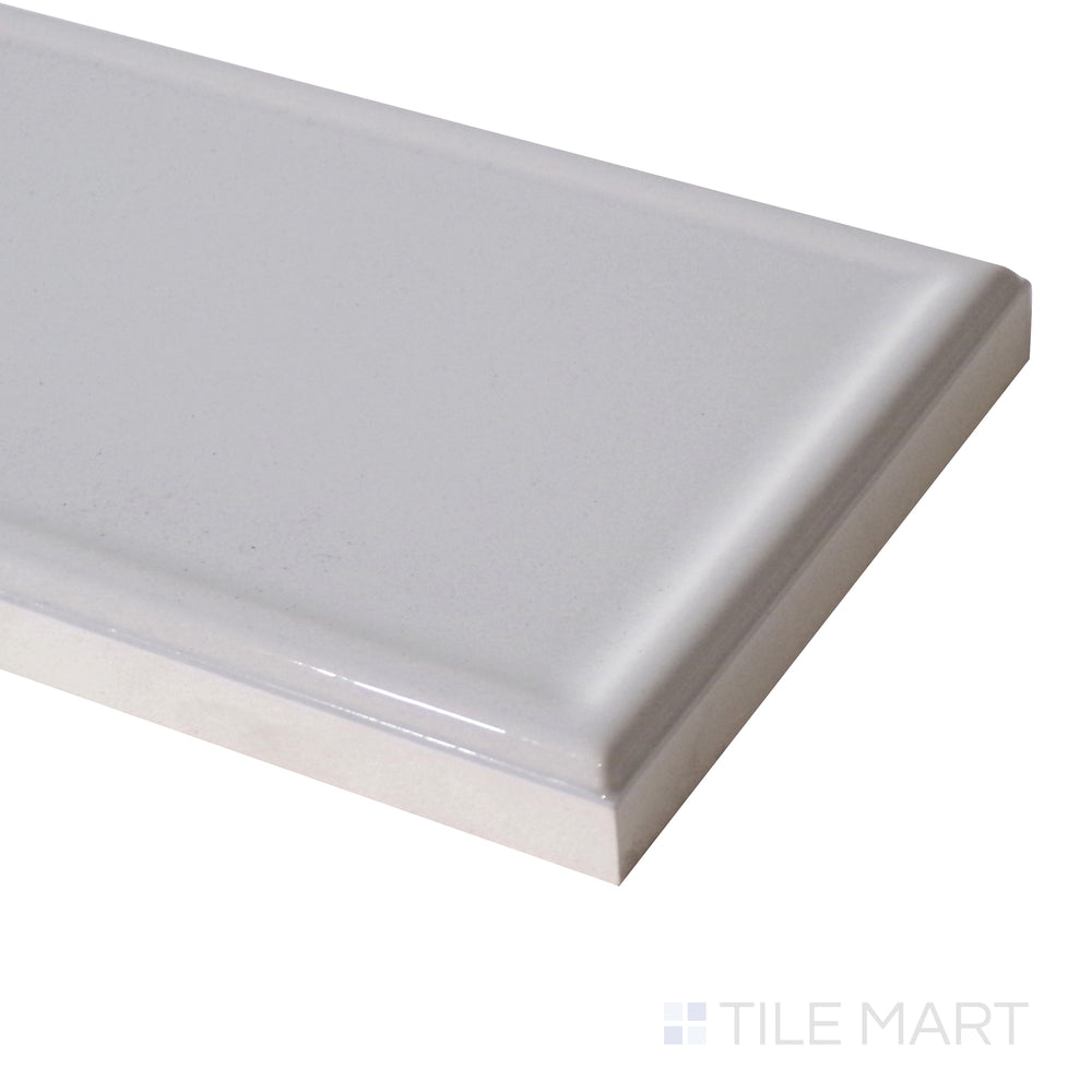 Roxy Moonstone tile shines with a sleek finish and smooth texture from a side corner angle.