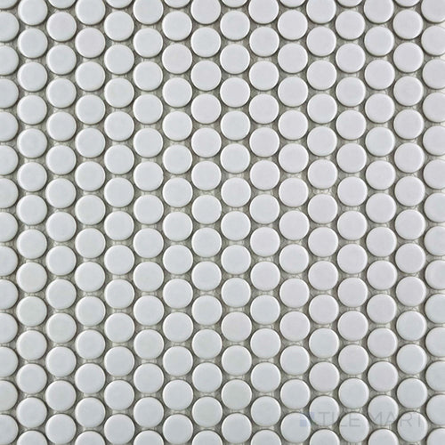 Pure Grey Penny Round Matte Porcelain Mosaic