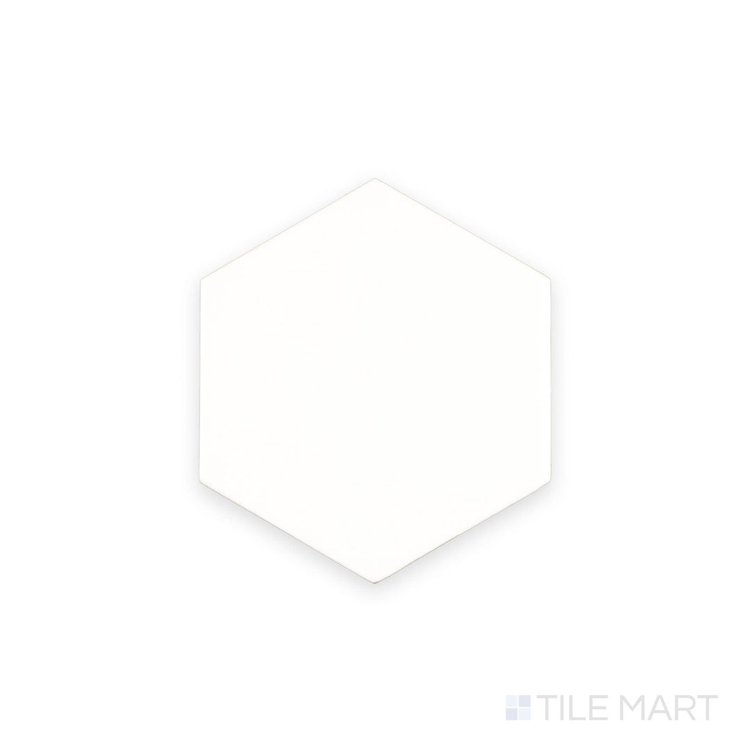 Scale White 5x5 matte ceramic tile from above, showcasing a fish scale design in crisp white with soft matte texture.