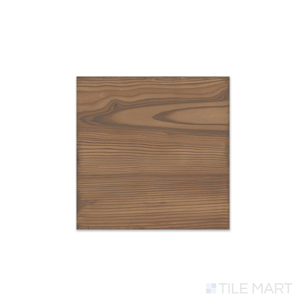 Overhead image of Woodland Honey 8x8 matte porcelain tile featuring rich honey-toned wood grain effect.