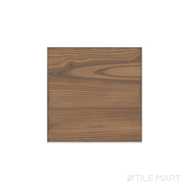 Overhead image of Woodland Honey 8x8 matte porcelain tile featuring rich honey-toned wood grain effect.