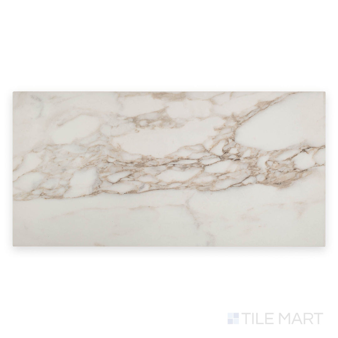 Classica Renoir 12x24 polished porcelain tile from above, featuring elegant marble veining in a glossy finish.