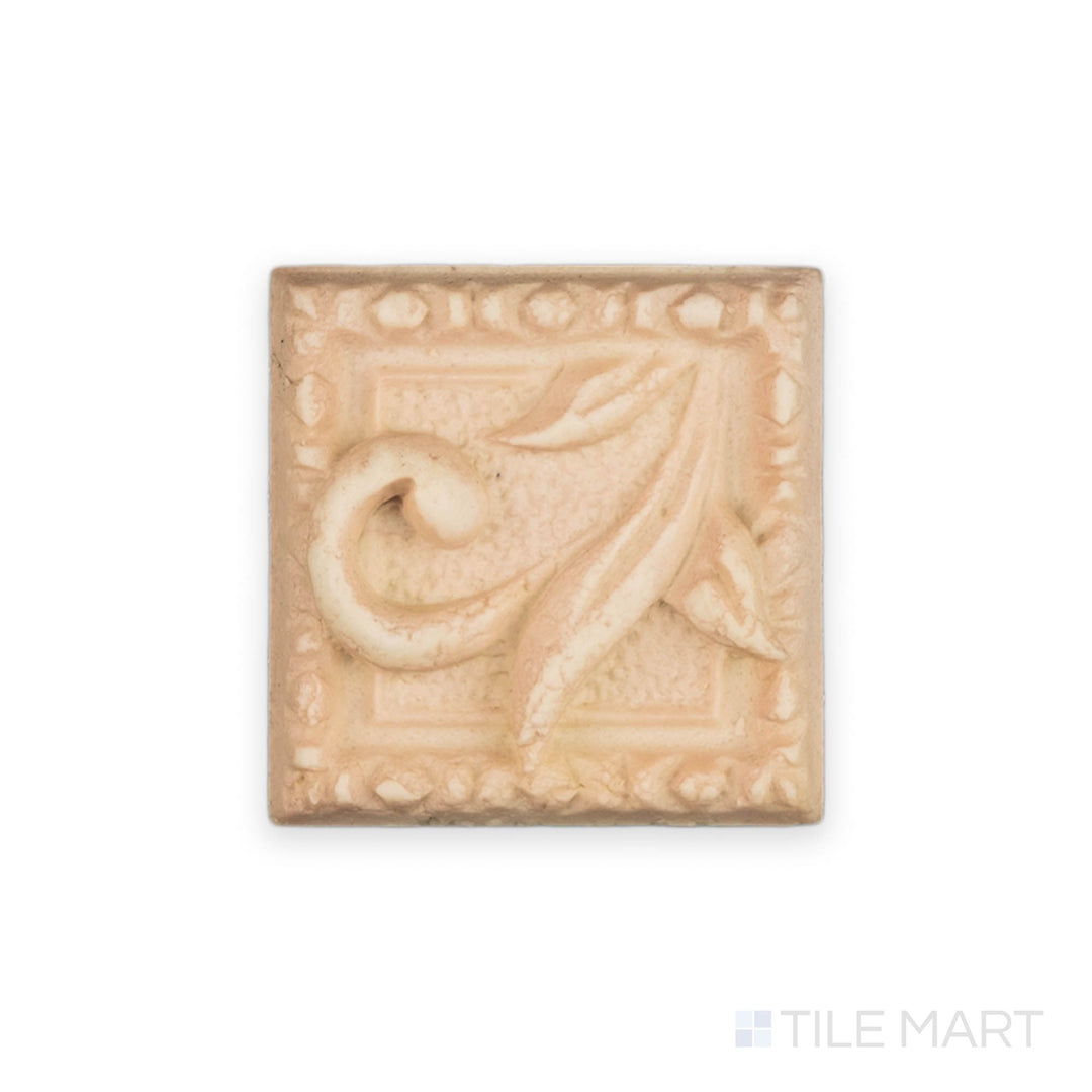 Top-down shot of Tudor Caramel Taco 2x2 matte ceramic trim, ideal for accent borders and detail work in rustic brown.