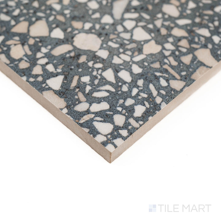 Santorini Azul’s soft semi-gloss surface reflects light gently in this corner angle view.