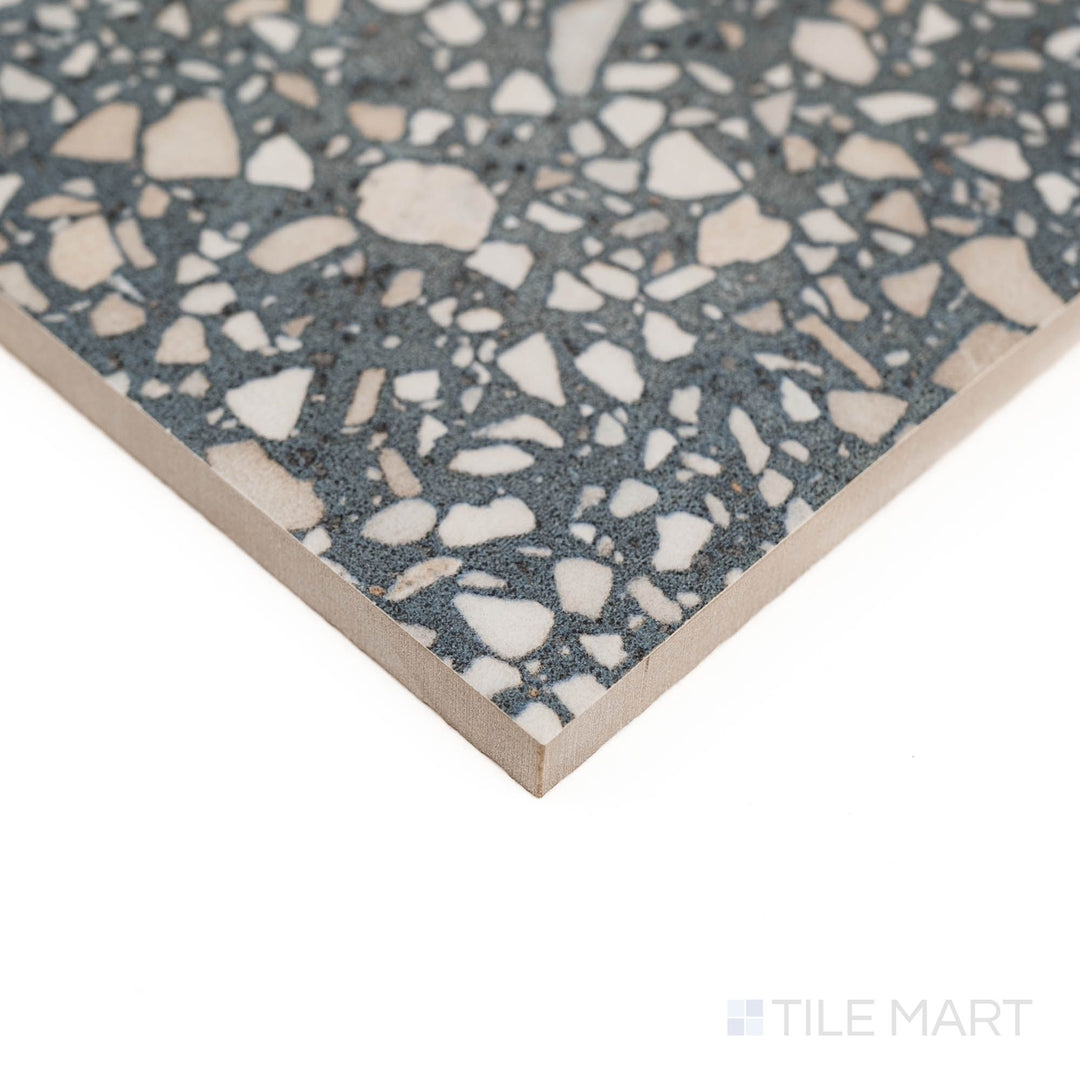 Santorini Azul’s soft semi-gloss surface reflects light gently in this corner angle view.