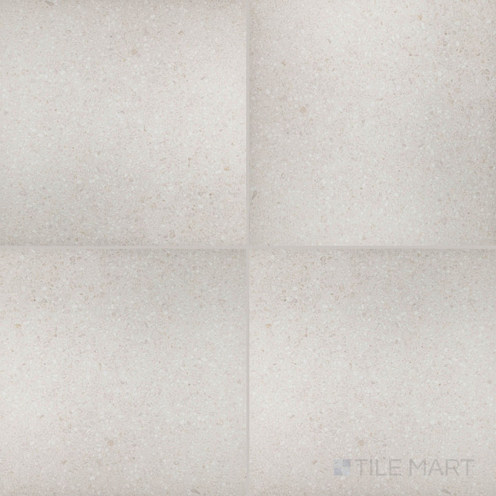 Full view of Santorini Blanco 24x24 semi-gloss porcelain tile featuring a clean, bright finish with subtle texture for modern settings.