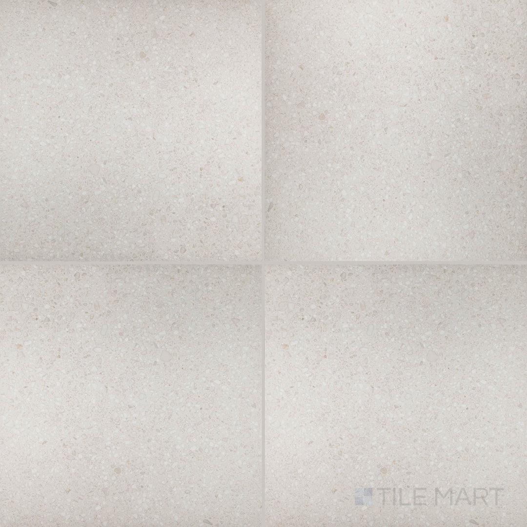 Full view of Santorini Blanco 24x24 semi-gloss porcelain tile featuring a clean, bright finish with subtle texture for modern settings.