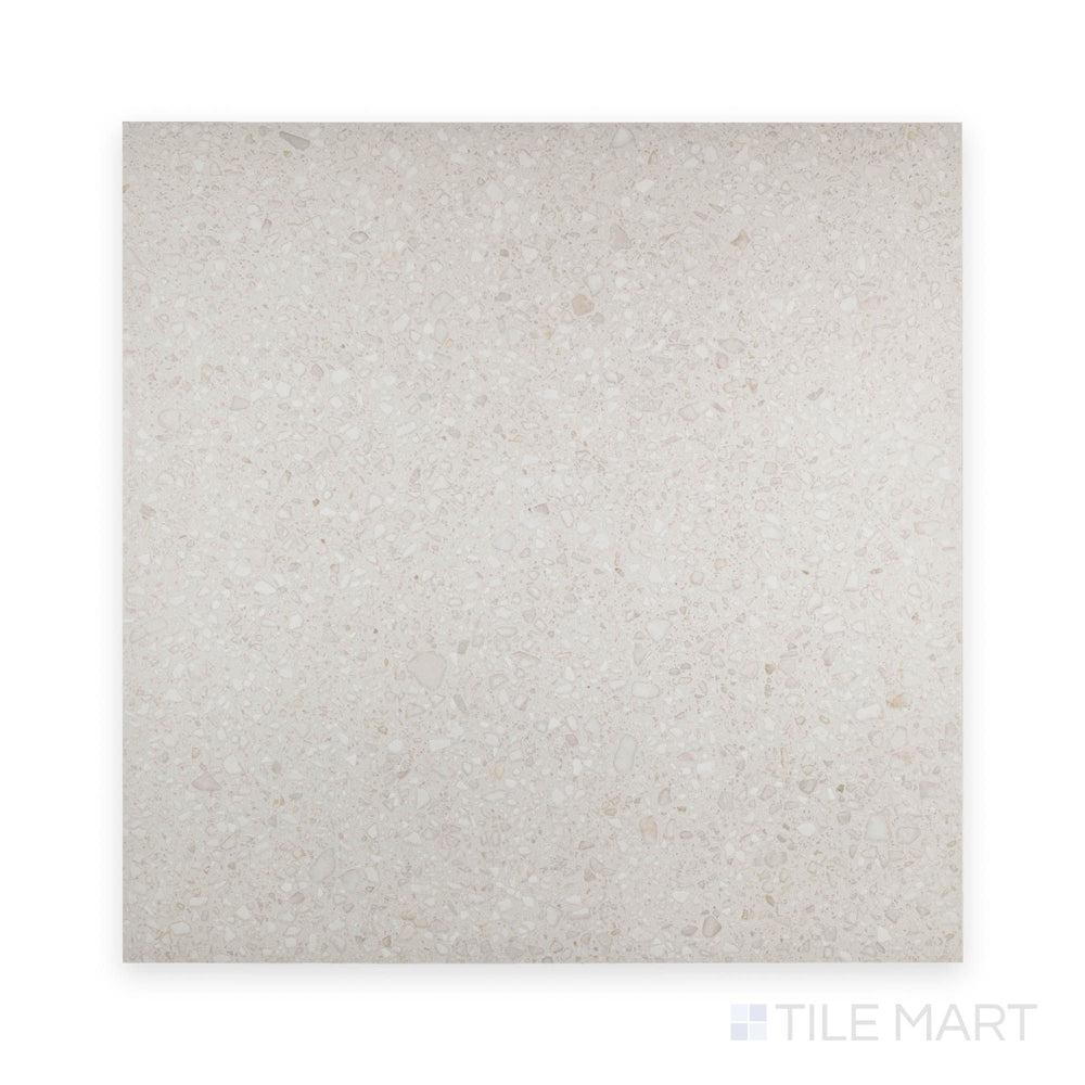 Top-down image of Santorini Blanco 24x24 semi gloss porcelain tile, showcasing a bright white finish with subtle texture.