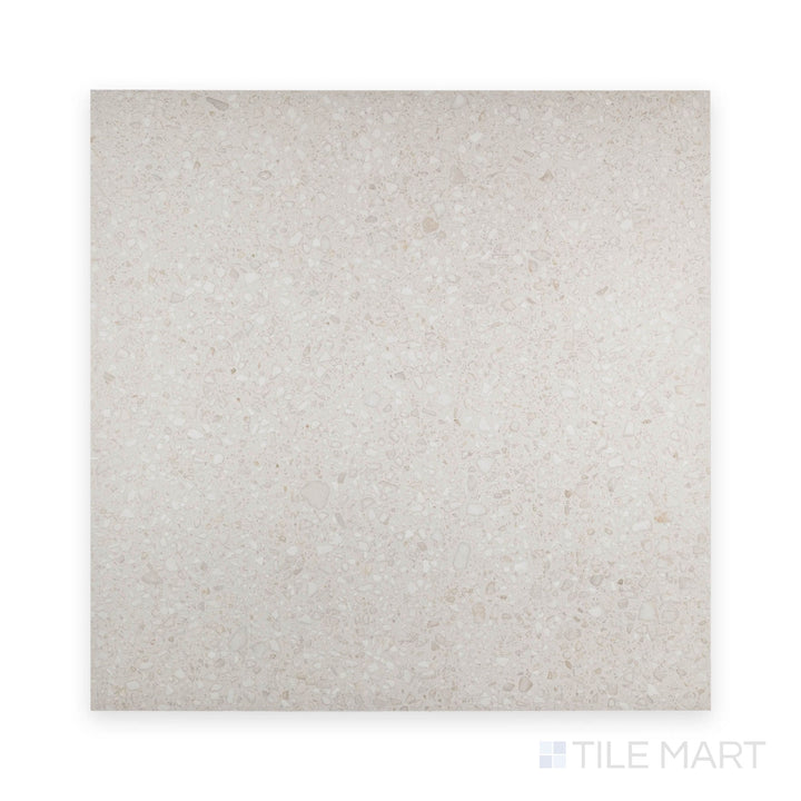 Top-down image of Santorini Blanco 24x24 semi gloss porcelain tile, showcasing a bright white finish with subtle texture.