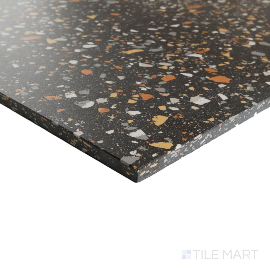 Venice Villa Earth 24x24 matte porcelain tile shown at corner with warm tones and smooth matte texture