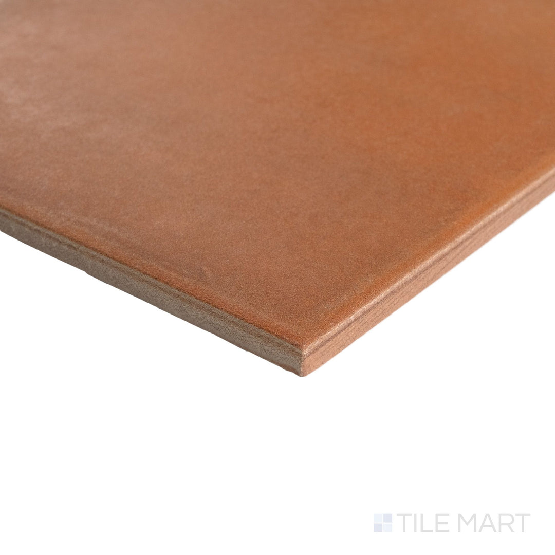 Crete Terracotta Versailles pattern matte porcelain tile in corner view with R11 finish and warm earthy texture