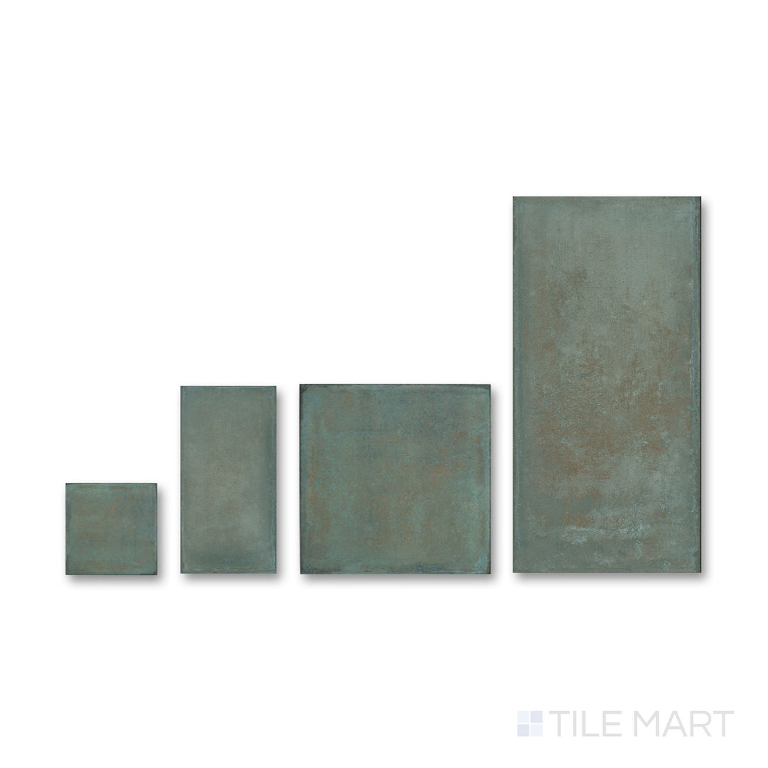 Close view of Crete Rame Versailles pattern matte porcelain tile revealing warm tones and layered stone look