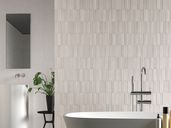 Daster 3D White 16X48 Matte Porcelain Ribbed Panel